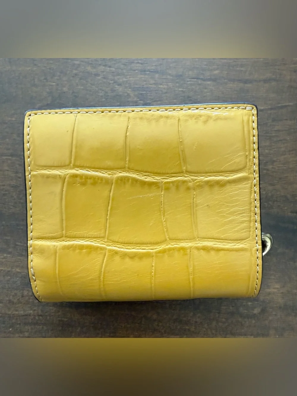 Coach Snap Wallet Croc-Embossed Mustard Yellow